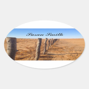 Oval photo sticker with name - Australian outback
