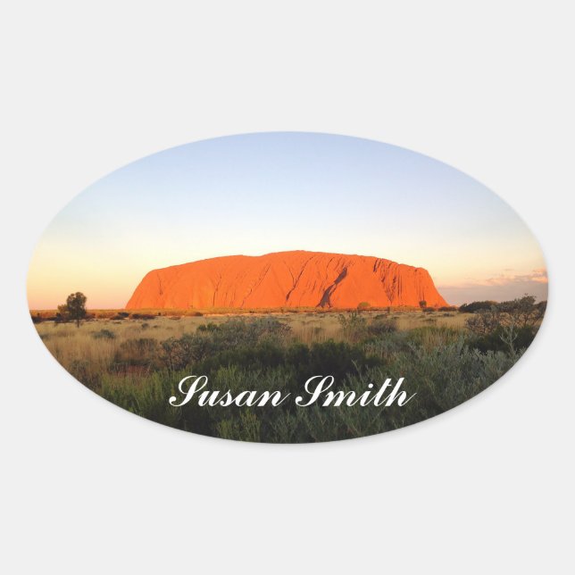 Oval photo sticker with name - Australian outback (Front)