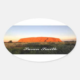 Oval photo sticker with name - Australian outback