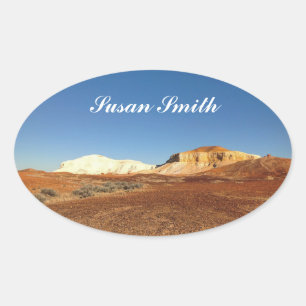 Oval photo sticker with name - Australian outback