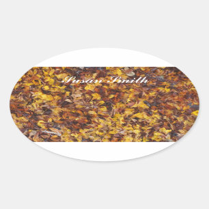 Oval photo sticker with name - Leaf litter
