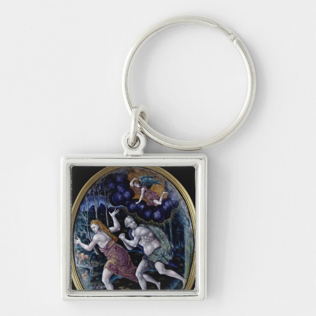 Oval plaque depicting Adam and Eve Key Ring (Front)
