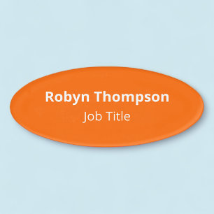 Oval Professional Name Tag No Logo Orange Acrylic