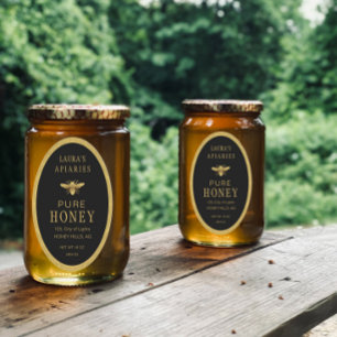 Oval Queenline Honey Jar Bee Apiary Gold Vintage  Sticker