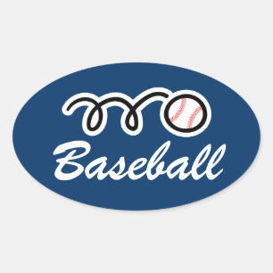 Oval shape baseball stickers   personalizable