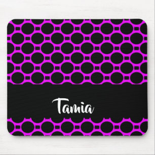 Oval shapes pink black mouse pad