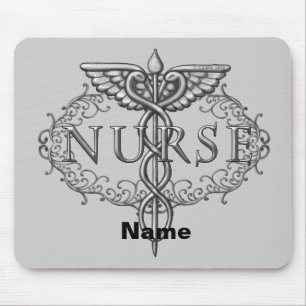 Oval Silver Caduceus Nurse Mouse Pad