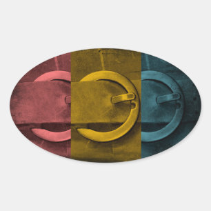 Oval Sticker with Buckles