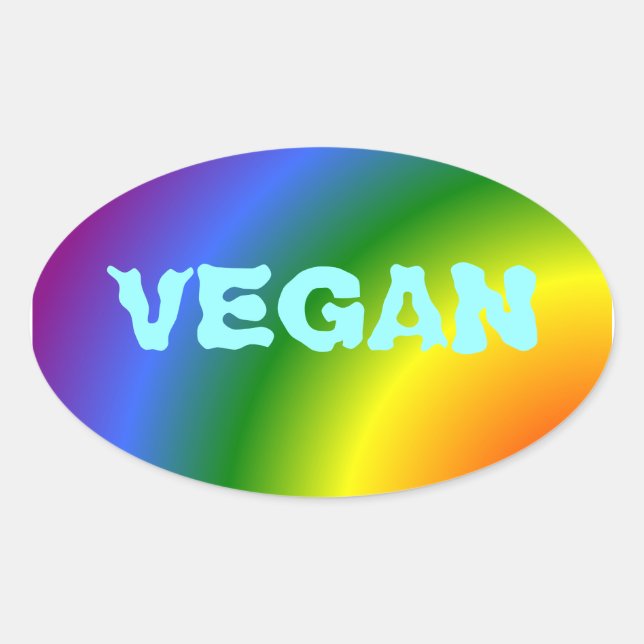 Oval Vegan Rainbow Sticker (Front)