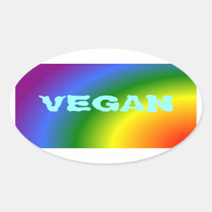 Oval Vegan Rainbow Sticker