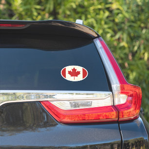 Oval vintage Canadian flag vinyl car sticker
