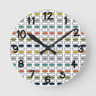 Ovals and Rectangles Round Clock
