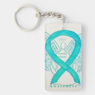 Ovarian Cancer Angel Awareness Ribbon Keychain
