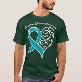 Ovarian Cancer Awareness Heart Ribbon Gift Valenti T-Shirt