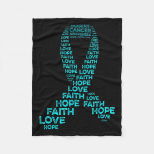 Ovarian Cancer Awareness Hope Faith Love Teal Ribb Fleece Blanket