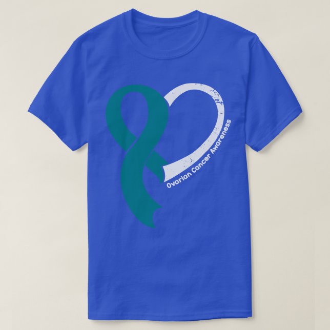 Ovarian Cancer Awareness Hope Love Heart Ribbon Ha T-Shirt (Design Front)