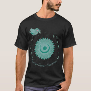 Ovarian Cancer Awareness Hummingbird Sunflower Tea T-Shirt