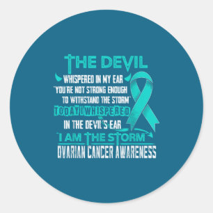 Ovarian cancer awareness i am storm devil classic round sticker