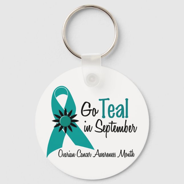 Ovarian Cancer Awareness Month Flowers 2 Key Ring (Front)