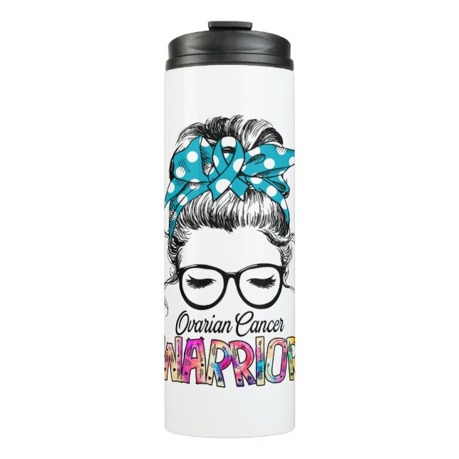 Ovarian Cancer Awareness Month Ribbon Gifts Thermal Tumbler (Front)