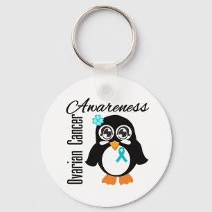 Ovarian Cancer Awareness Penguin Key Ring