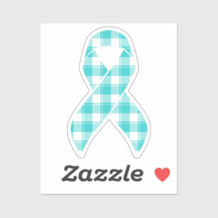 Ovarian Cancer Awareness Plaid Ribbon Teal