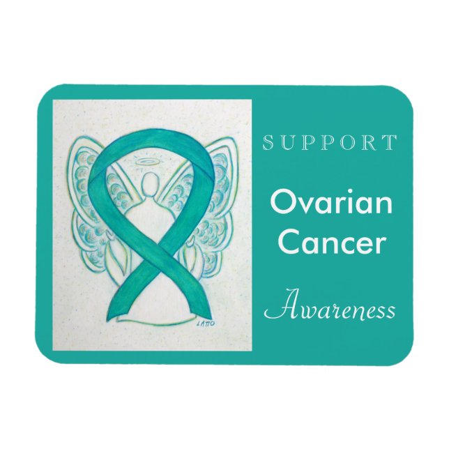 Ovarian Cancer Awareness Ribbon Angel Magnet (Horizontal)