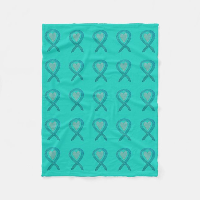 Ovarian Cancer Awareness Ribbon Fleece Blankets (Front)