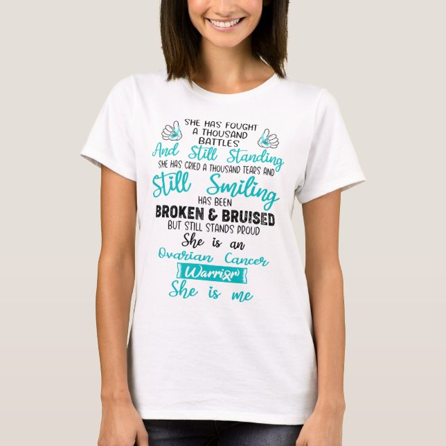 Ovarian Cancer Awareness Ribbon Support Gifts T-Shirt (Front)