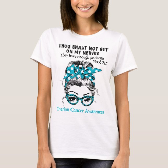Ovarian Cancer Awareness Ribbon Support Gifts T-Shirt (Front)