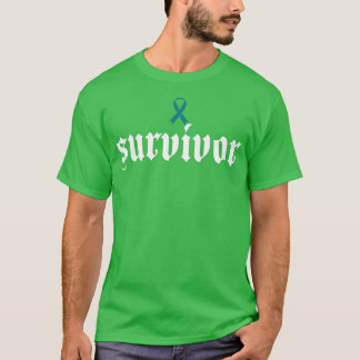 Ovarian Cancer Awareness Survivor Teal Ribbon Gift T-Shirt