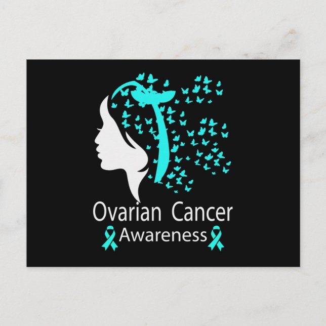 Ovarian Cancer Awareness Teal Ribbon Announcement Postcard (Front)