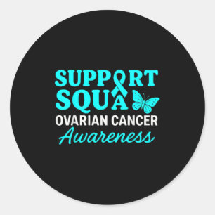 Ovarian Cancer Awareness Teal Ribbon Butterfly Sup Classic Round Sticker