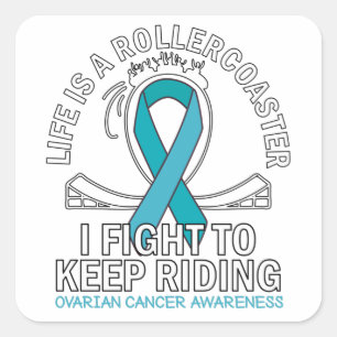 Ovarian cancer awareness teal ribbon square sticker