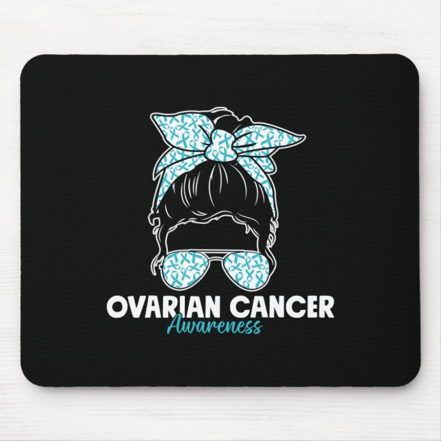 Ovarian Cancer Awareness Teal Ribbon Support Women Mouse Pad (Front)