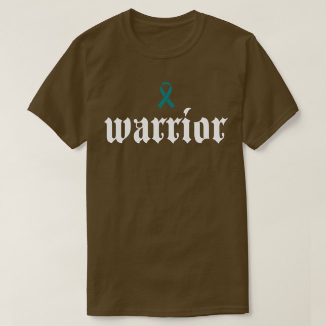 Ovarian Cancer Awareness Warrior Teal Ribbon Gift2 T-Shirt (Design Front)