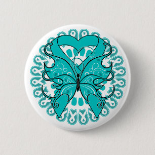 Ovarian Cancer Butterfly Circle of Ribbons 6 Cm Round Badge