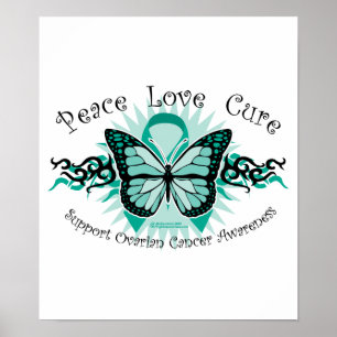 Ovarian Cancer Butterfly Tribal Poster