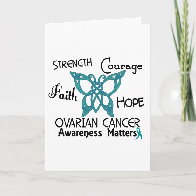 Ovarian Cancer Celtic Butterfly 3 Card (Front)