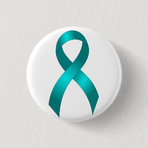 Ovarian Cancer   Cervical Cancer - Teal Ribbon 3 Cm Round Badge