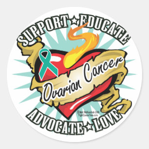 Ovarian Cancer Classic Heart Round Sticker