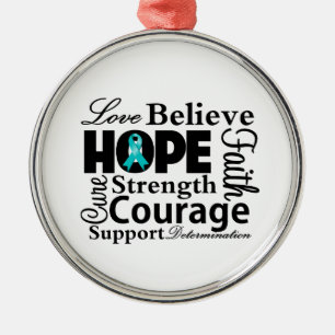 Ovarian Cancer Collage of Hope Metal Tree Decoration