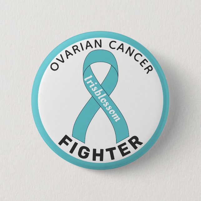 Ovarian Cancer Fighter Ribbon White Button (Front)