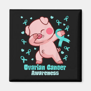 Ovarian Cancer Funny Dabbing Pig Warrior Magnet