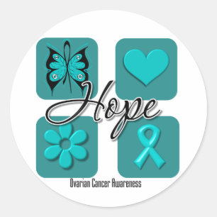Ovarian Cancer Hope Love Inspire Awareness Classic Round Sticker