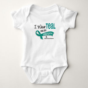 Ovarian Cancer I WEAR TEAL FOR MY GRANDMA 42 Baby Bodysuit