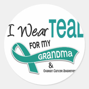 Ovarian Cancer I WEAR TEAL FOR MY GRANDMA 42 Classic Round Sticker