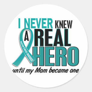 Ovarian Cancer NEVER KNEW A HERO 2 Mum Classic Round Sticker
