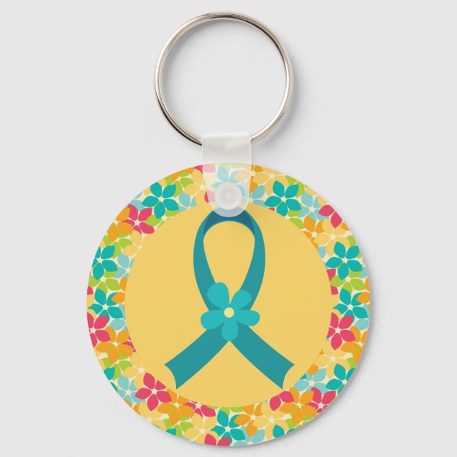 Ovarian Cancer or PCOS Awareness Gift Key Ring (Front)