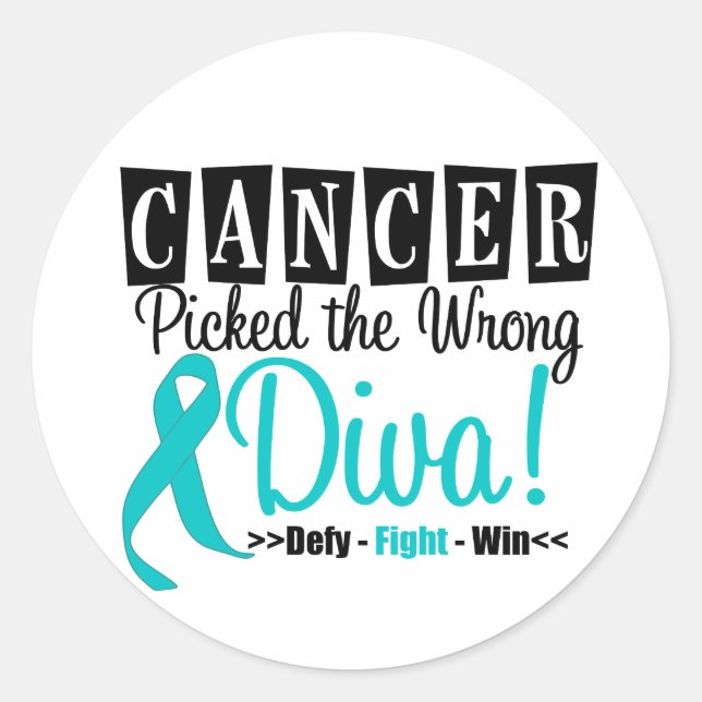 Ovarian Cancer Picked The Wrong Diva v2 Classic Round Sticker (Front)